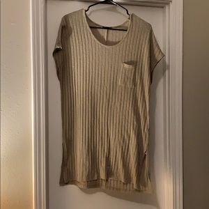Topshop Tan Short Sleeve Sweater Shirt